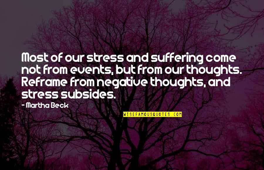 Reframe Your Thoughts Quotes By Martha Beck: Most of our stress and suffering come not