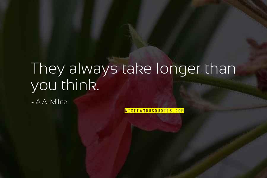 Refresca Carbs Quotes By A.A. Milne: They always take longer than you think. Refresca Carbs Quotes By A.A. Milne: They always take longer than you think.