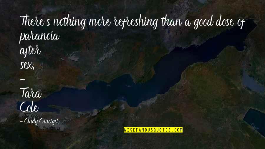 Refreshing Quotes By Cindy Cruciger: There's nothing more refreshing than a good dose