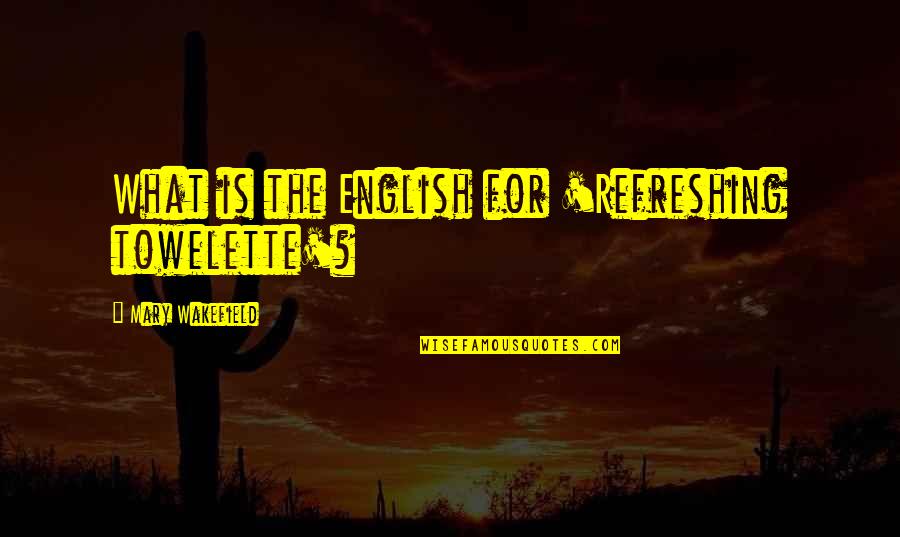 Refreshing Quotes By Mary Wakefield: What is the English for 'Refreshing towelette'?