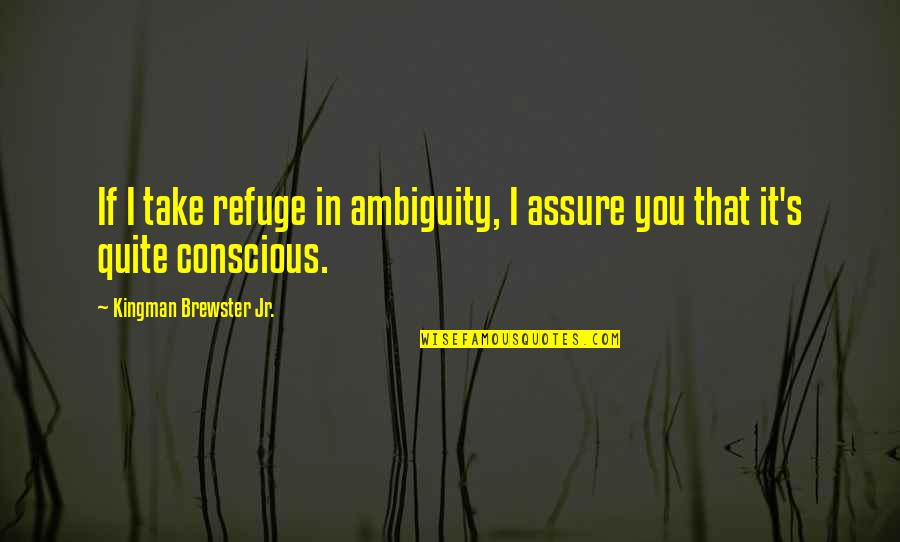 Refuge Quotes By Kingman Brewster Jr.: If I take refuge in ambiguity, I assure