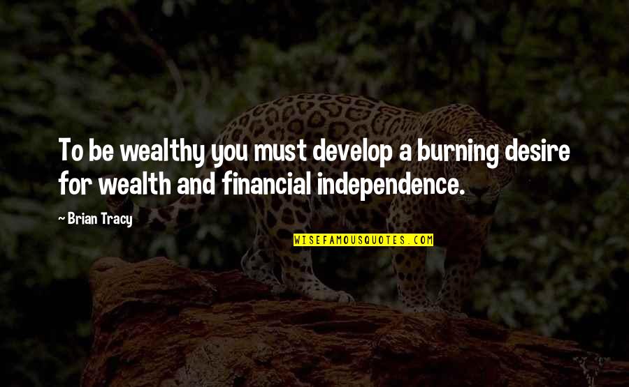 Reg Shoe Quotes By Brian Tracy: To be wealthy you must develop a burning