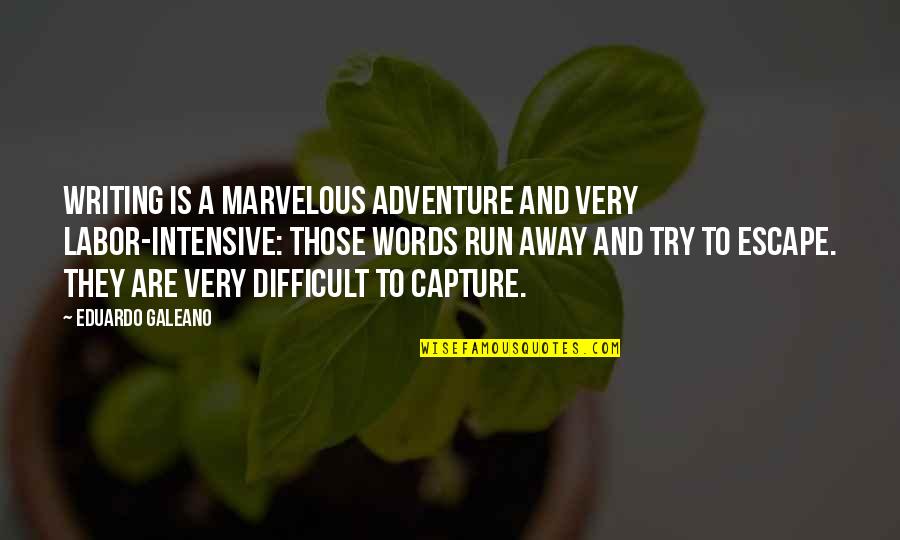 Regador En Quotes By Eduardo Galeano: Writing is a marvelous adventure and very labor-intensive: