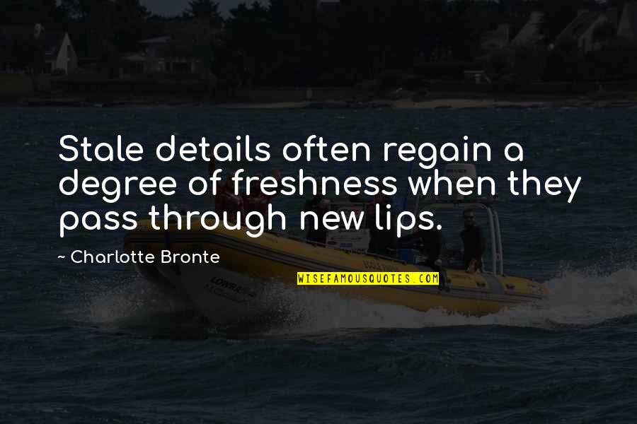 Regain Quotes By Charlotte Bronte: Stale details often regain a degree of freshness