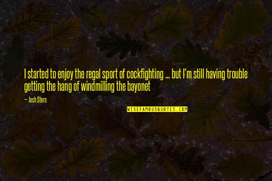 Regal Quotes By Josh Stern: I started to enjoy the regal sport of Regal Quotes By Josh Stern: I started to enjoy the regal sport of