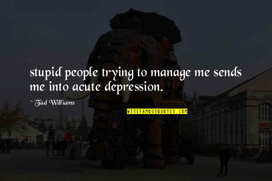Regardant Synonyme Quotes By Tad Williams: stupid people trying to manage me sends me