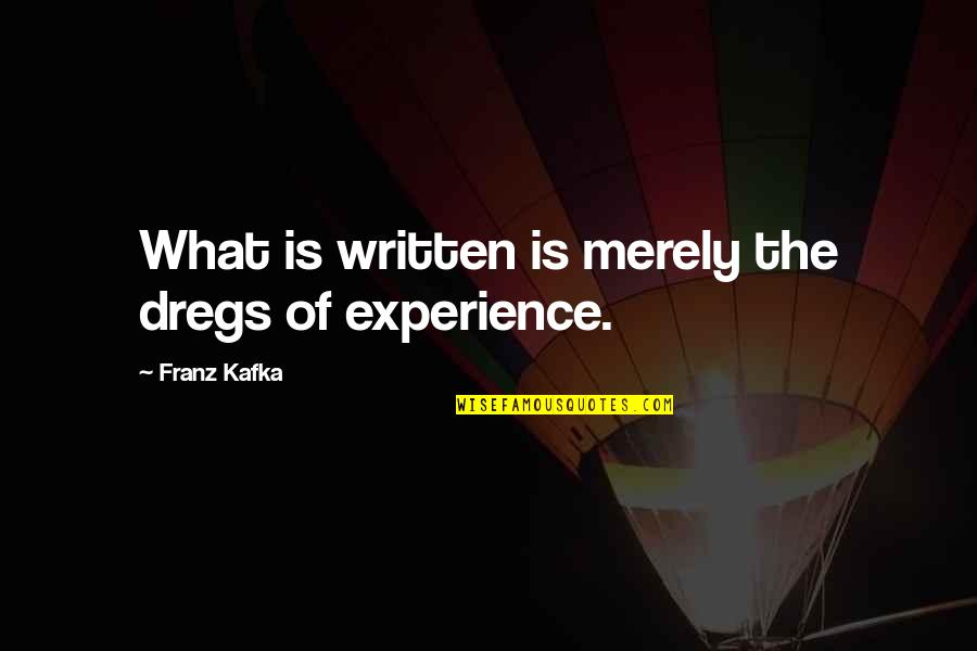 Regardie Brooks Quotes By Franz Kafka: What is written is merely the dregs of