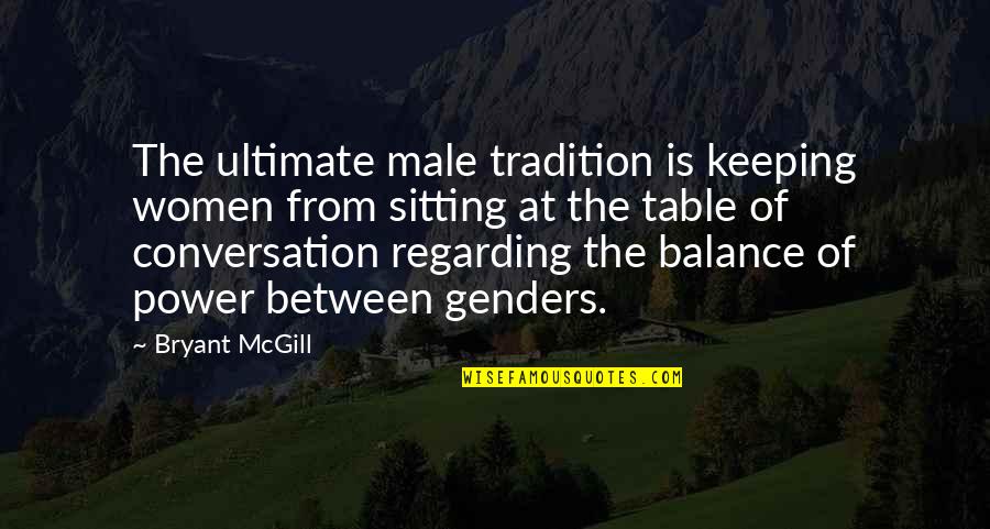 Regarding Quotes By Bryant McGill: The ultimate male tradition is keeping women from