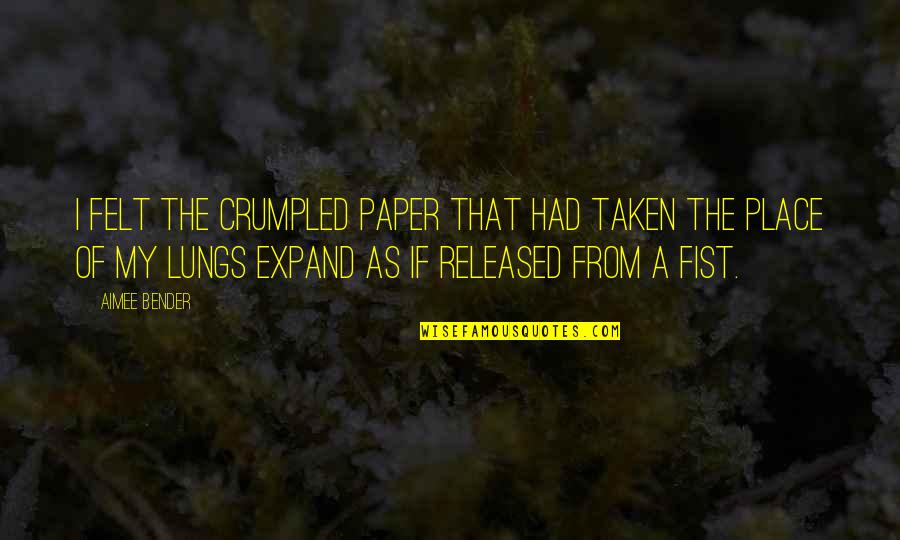 Regelgeving Lichte Quotes By Aimee Bender: I felt the crumpled paper that had taken Regelgeving Lichte Quotes By Aimee Bender: I felt the crumpled paper that had taken