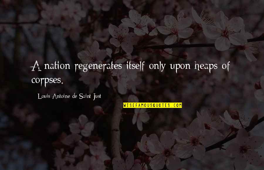 Regenerates Quotes By Louis Antoine De Saint-Just: A nation regenerates itself only upon heaps of