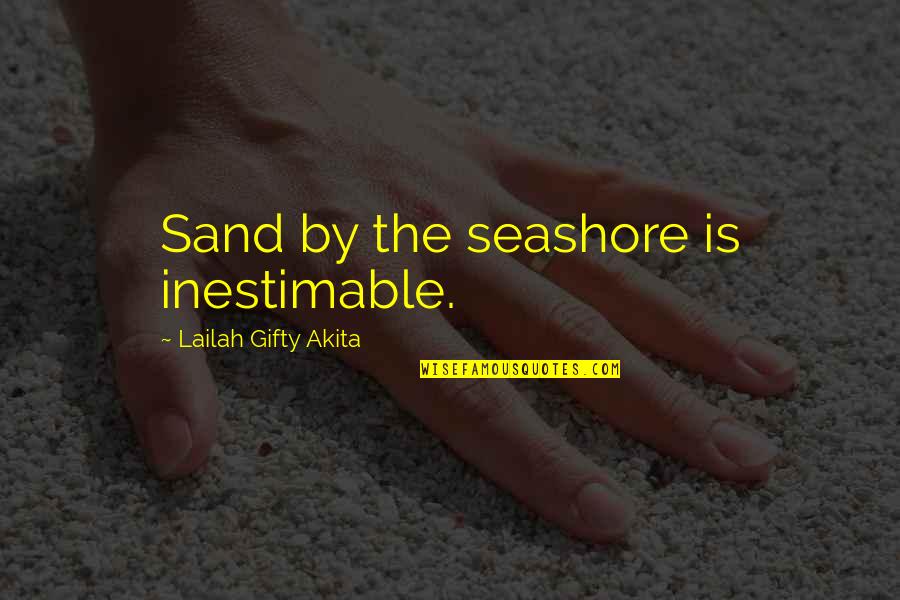 Reghan Holdings Quotes By Lailah Gifty Akita: Sand by the seashore is inestimable.