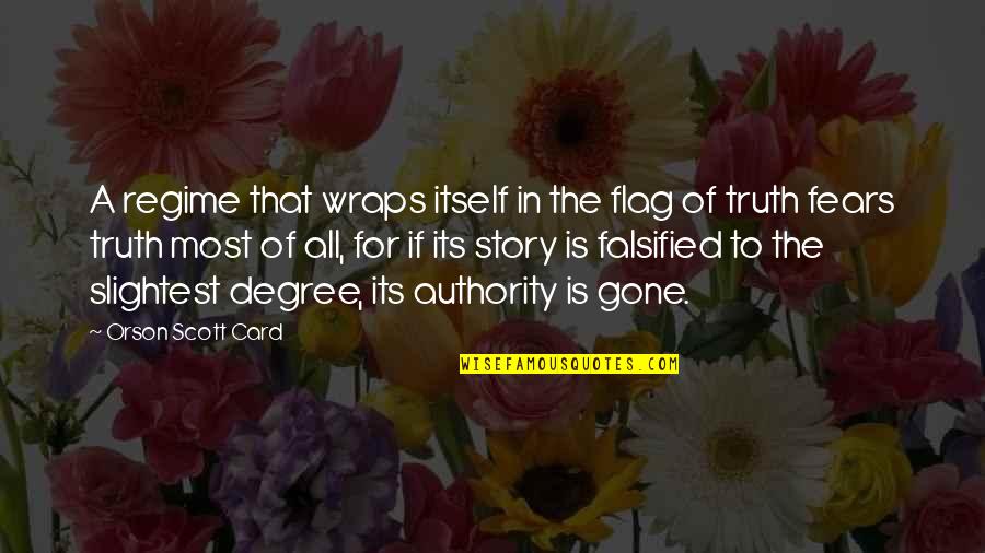 Regime Quotes By Orson Scott Card: A regime that wraps itself in the flag Regime Quotes By Orson Scott Card: A regime that wraps itself in the flag