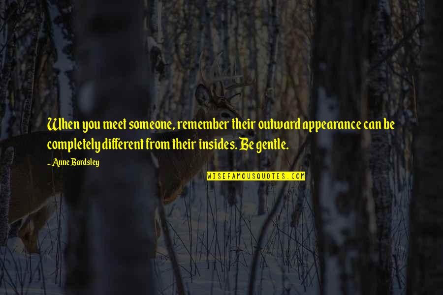 Regionale Ellicott Quotes By Anne Bardsley: When you meet someone, remember their outward appearance