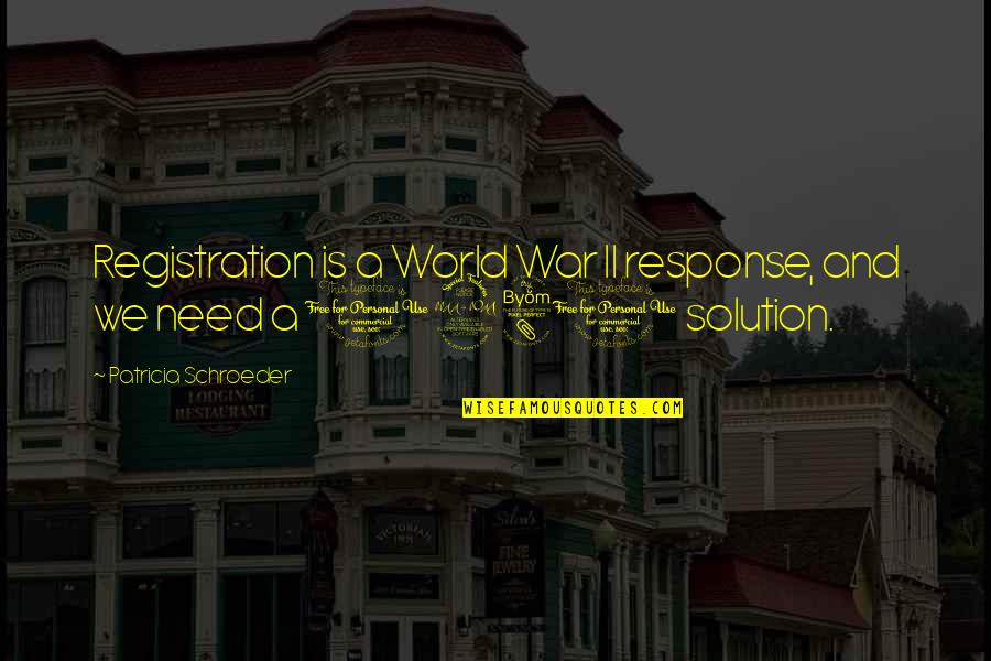 Registration Quotes By Patricia Schroeder: Registration is a World War II response, and