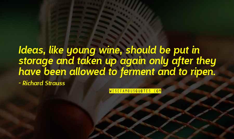 Registrations Quotes By Richard Strauss: Ideas, like young wine, should be put in