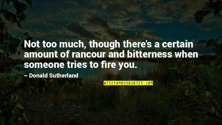 Regrese Ne Quotes By Donald Sutherland: Not too much, though there's a certain amount Regrese Ne Quotes By Donald Sutherland: Not too much, though there's a certain amount