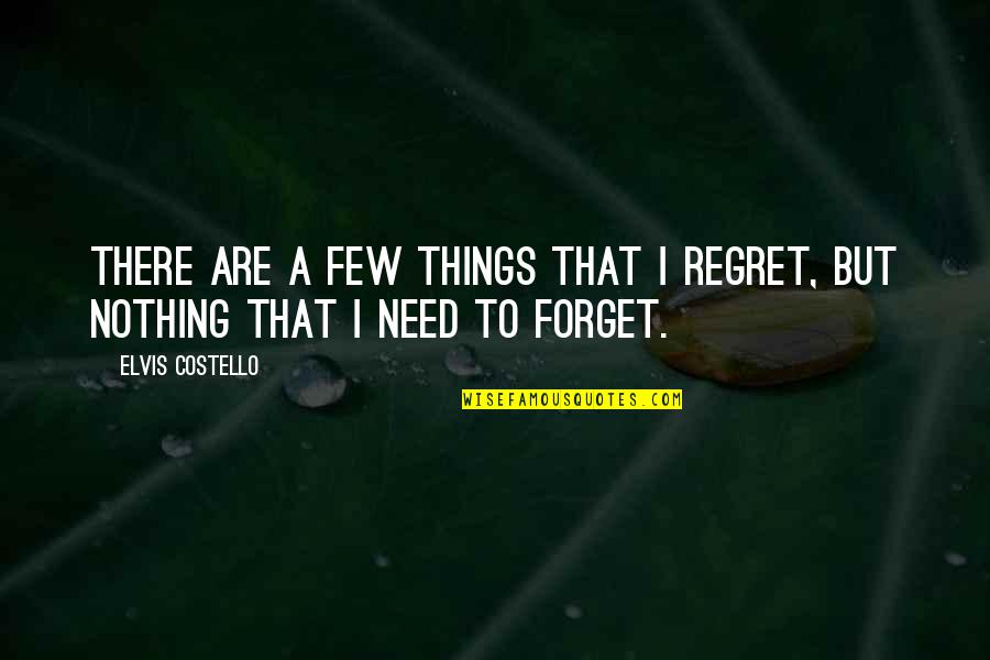 Regret And Forget Quotes By Elvis Costello: There are a few things that I regret,