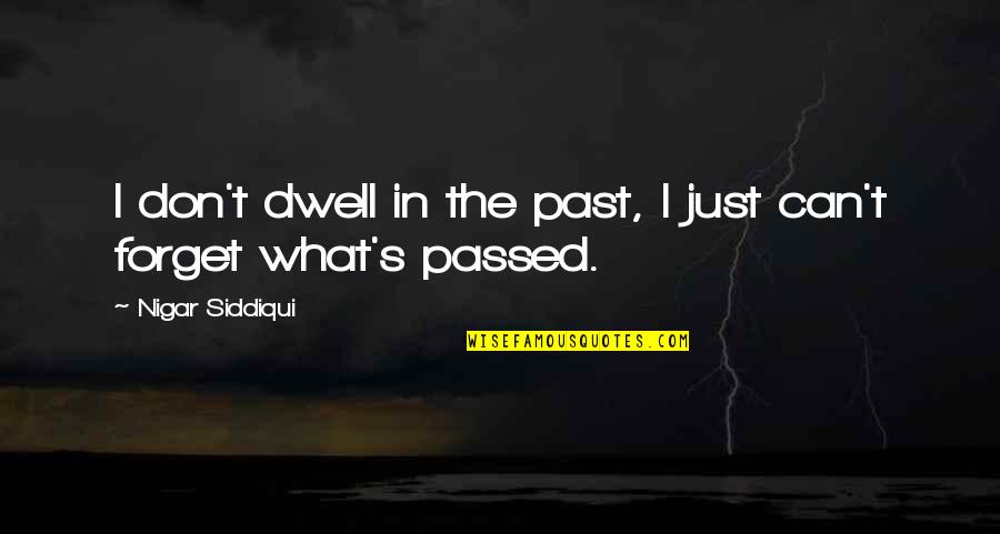 Regret And Forget Quotes By Nigar Siddiqui: I don't dwell in the past, I just