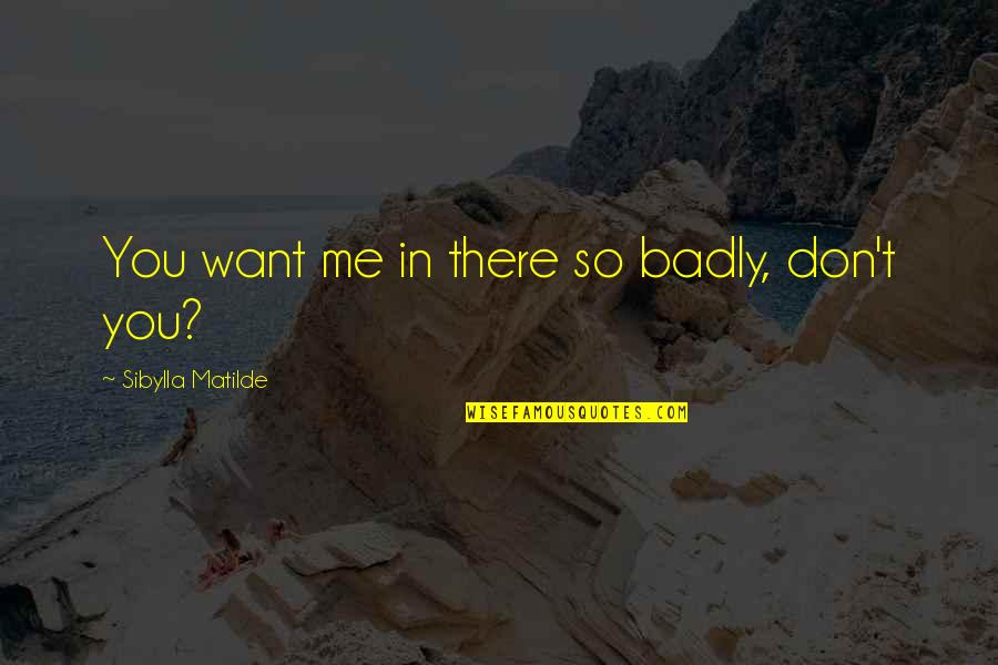Regret Someone Quotes By Sibylla Matilde: You want me in there so badly, don't
