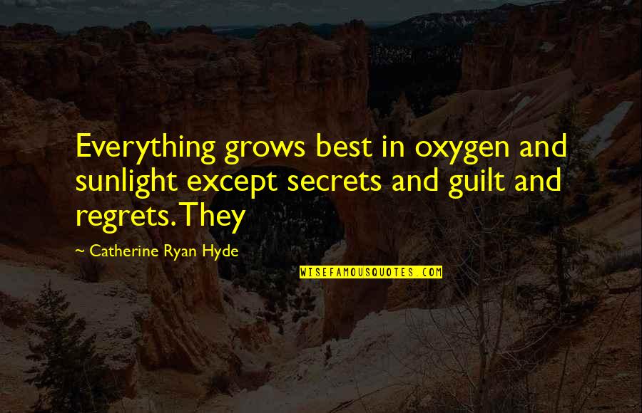 Regrets And Guilt Quotes By Catherine Ryan Hyde: Everything grows best in oxygen and sunlight except