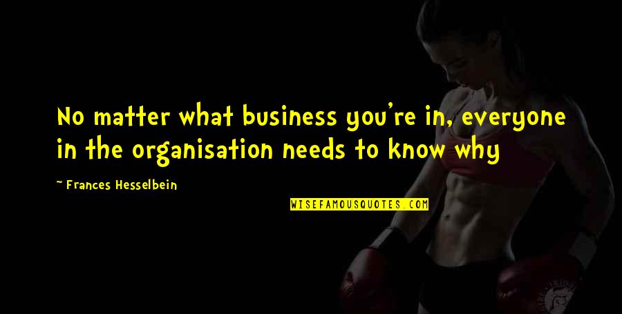 Regretting Decisions Quotes By Frances Hesselbein: No matter what business you're in, everyone in