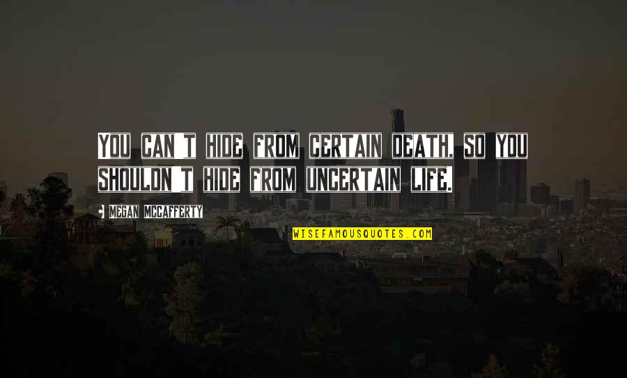 Regulaciones De Pesca Quotes By Megan McCafferty: You can't hide from certain death, so you