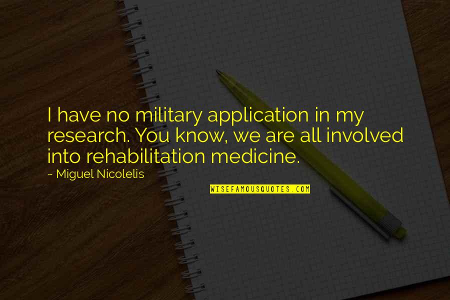 Rehabilitation Quotes By Miguel Nicolelis: I have no military application in my research.