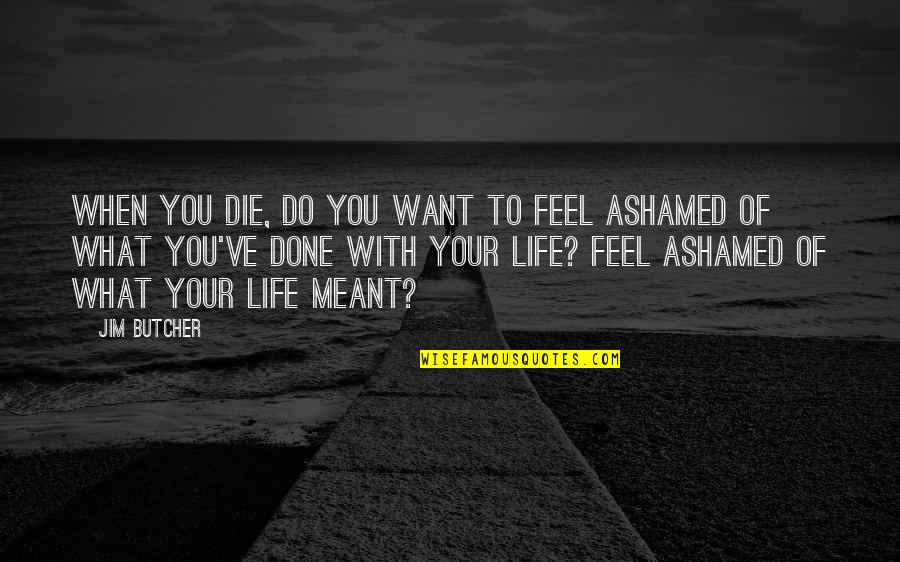 Rehealdsburg Quotes By Jim Butcher: When you die, do you want to feel Rehealdsburg Quotes By Jim Butcher: When you die, do you want to feel