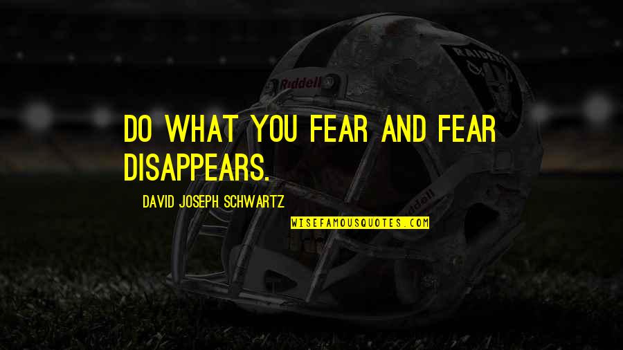 Rehman Quotes By David Joseph Schwartz: Do what you fear and fear disappears.