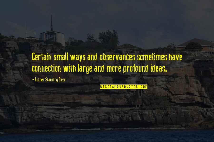 Reibel Machine Quotes By Luther Standing Bear: Certain small ways and observances sometimes have connection Reibel Machine Quotes By Luther Standing Bear: Certain small ways and observances sometimes have connection