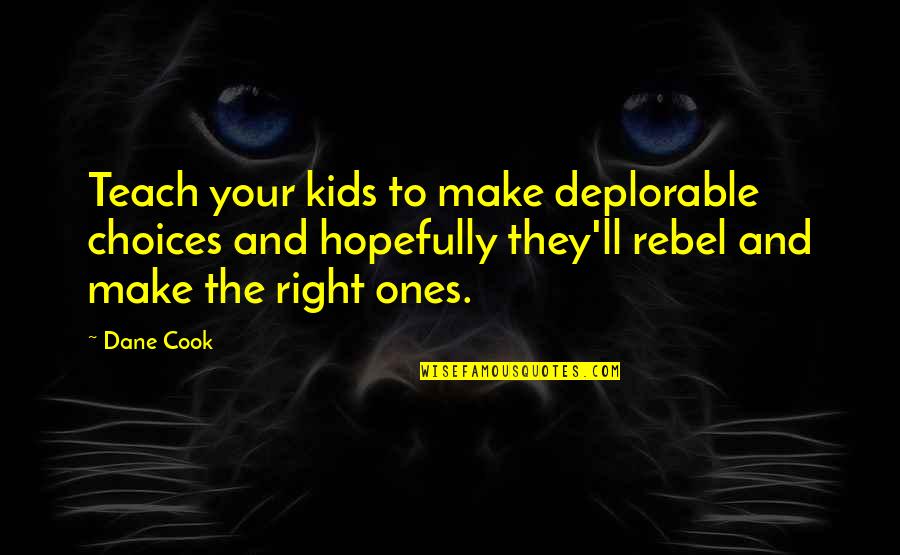 Reiber Appraisals Quotes By Dane Cook: Teach your kids to make deplorable choices and