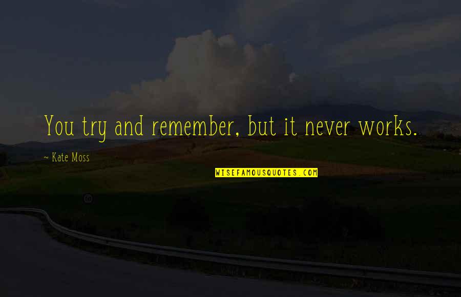Reichtum Quotes By Kate Moss: You try and remember, but it never works. Reichtum Quotes By Kate Moss: You try and remember, but it never works.