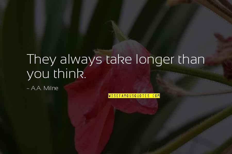 Reification Pronunciation Quotes By A.A. Milne: They always take longer than you think.