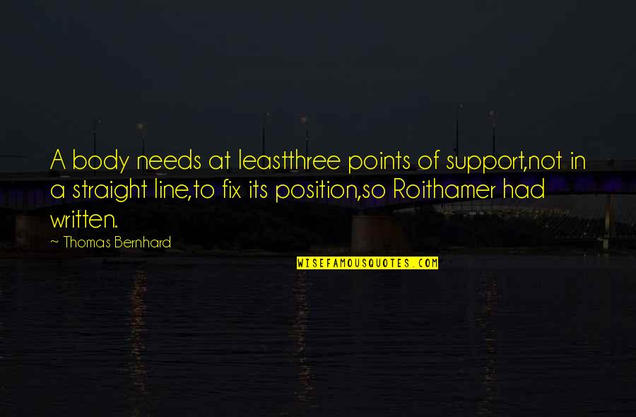 Reigen Voice Quotes By Thomas Bernhard: A body needs at leastthree points of support,not Reigen Voice Quotes By Thomas Bernhard: A body needs at leastthree points of support,not