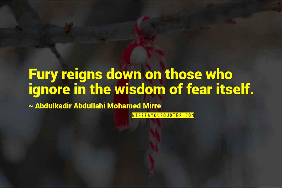 Reigns Quotes By Abdulkadir Abdullahi Mohamed Mirre: Fury reigns down on those who ignore in