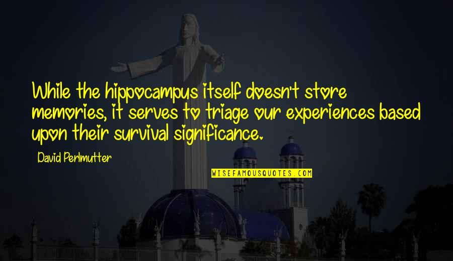 Reimarie Quotes By David Perlmutter: While the hippocampus itself doesn't store memories, it