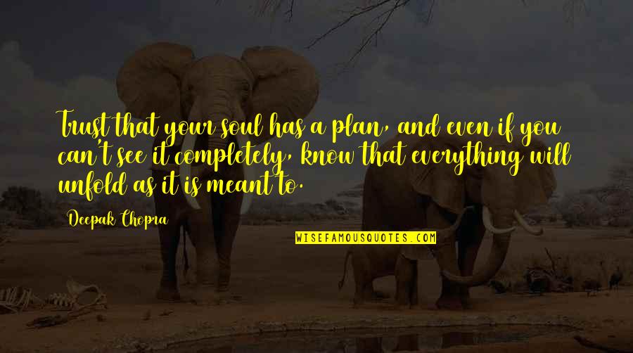Reimbursed Means Quotes By Deepak Chopra: Trust that your soul has a plan, and Reimbursed Means Quotes By Deepak Chopra: Trust that your soul has a plan, and