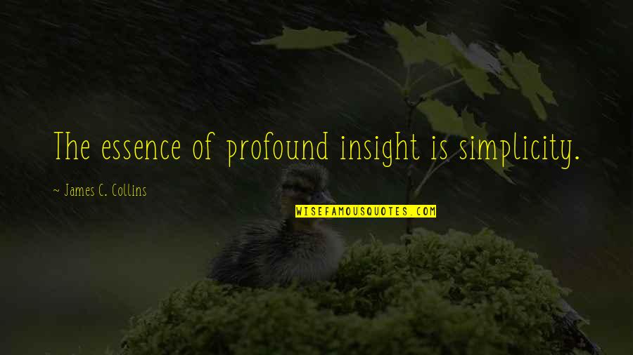 Reimund Tischer Quotes By James C. Collins: The essence of profound insight is simplicity. Reimund Tischer Quotes By James C. Collins: The essence of profound insight is simplicity.