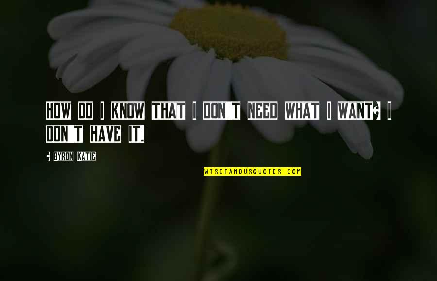 Reindert Vermeire Quotes By Byron Katie: How do I know that I don't need