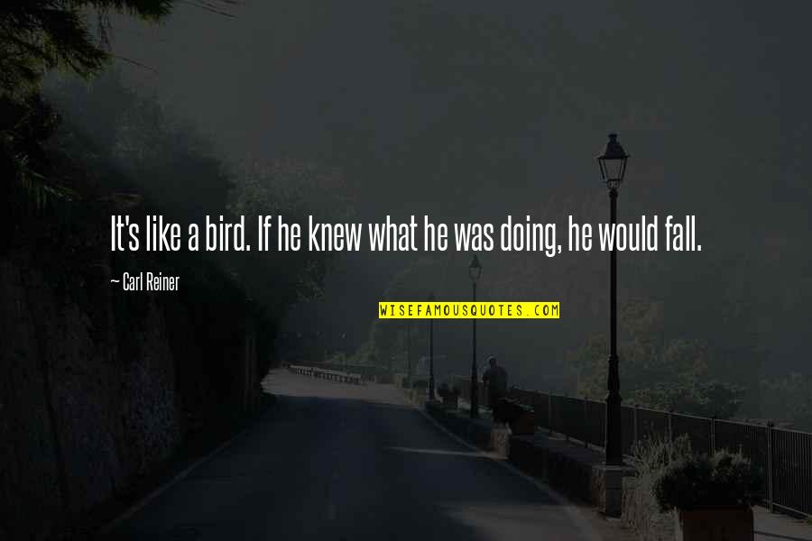 Reiner's Quotes By Carl Reiner: It's like a bird. If he knew what