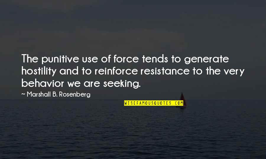 Reinforce Quotes By Marshall B. Rosenberg: The punitive use of force tends to generate