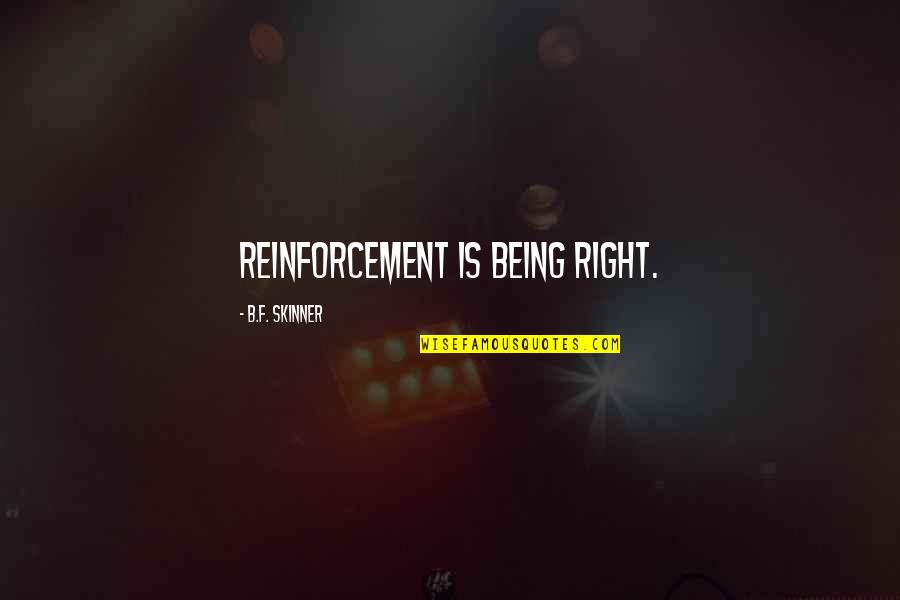 Reinforcement Quotes By B.F. Skinner: Reinforcement is being right.