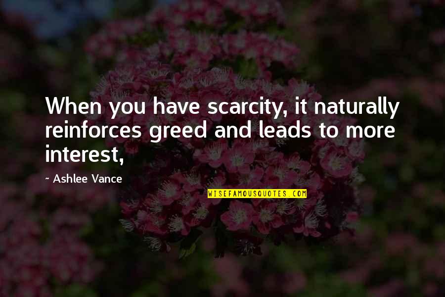 Reinforces Quotes By Ashlee Vance: When you have scarcity, it naturally reinforces greed