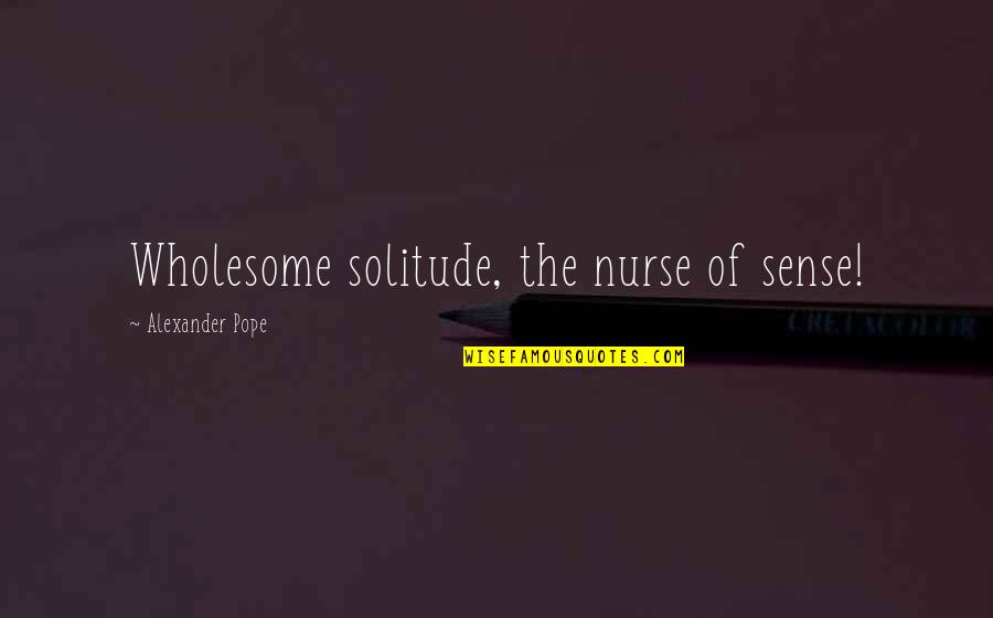 Reinholdt Oharra Quotes By Alexander Pope: Wholesome solitude, the nurse of sense!