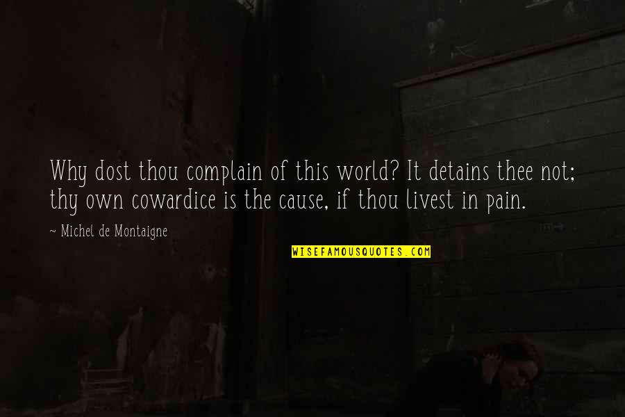 Reininger Wine Quotes By Michel De Montaigne: Why dost thou complain of this world? It