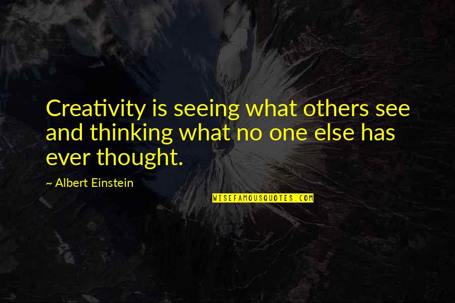 Reinstated License Quotes By Albert Einstein: Creativity is seeing what others see and thinking