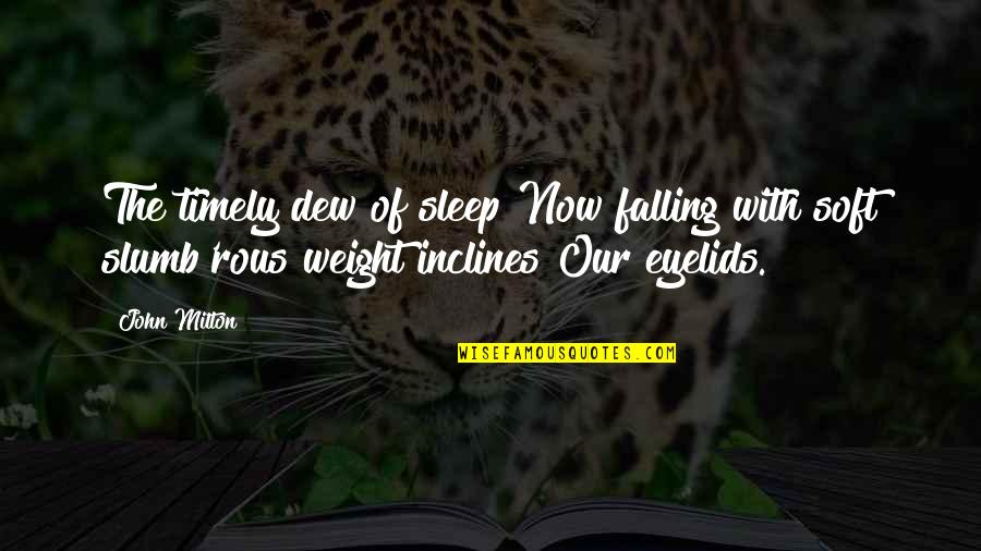 Reinterpretation Quotes By John Milton: The timely dew of sleep Now falling with