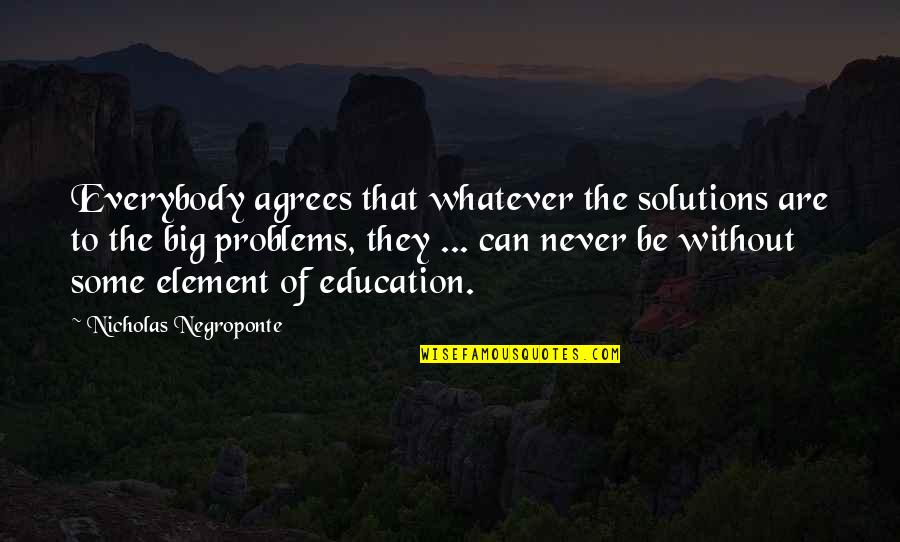 Reinus Pupolins Quotes By Nicholas Negroponte: Everybody agrees that whatever the solutions are to Reinus Pupolins Quotes By Nicholas Negroponte: Everybody agrees that whatever the solutions are to