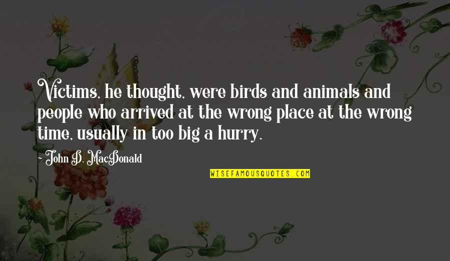 Reiterate Quotes By John D. MacDonald: Victims, he thought, were birds and animals and Reiterate Quotes By John D. MacDonald: Victims, he thought, were birds and animals and