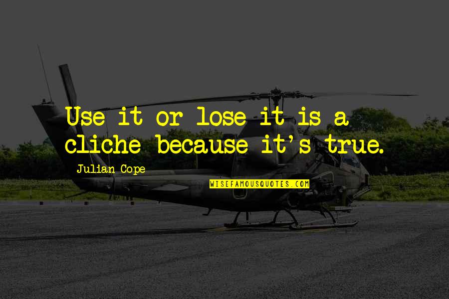 Reitsma Grandville Quotes By Julian Cope: Use it or lose it is a cliche Reitsma Grandville Quotes By Julian Cope: Use it or lose it is a cliche